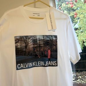 CK White crew neck T shirt